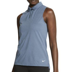 Nike Womens Dri-FIT Golf Polo Sleeveless Tank Standard Fit Blue Textured Size M